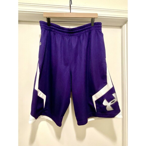 Vtg UNDER ARMOUR 90S  2000s Jock Basketball Purple Loose Shorts RARE L - Picture 1 of 5
